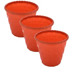 Kuber Industries Orange 3 Pcs Plastic Brick Flower Pots image 5