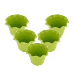 Kuber Industries Green 5 Pcs Solid Blossom Flower Pot with Drain Holes image 4