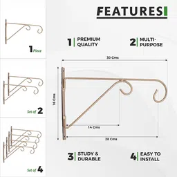 Sharpex  Gold-Coloured Solid Plant Hanger Brackets image 4
