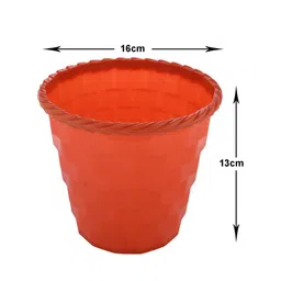 Kuber Industries Orange 4 Pcs Plastic Brick Flower Pots image 3