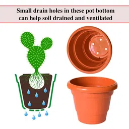 Kuber Industries Pack of 10 Orange Solid Layered Plastic Planters With Drainage Hole image 4