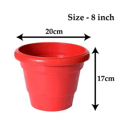 Kuber Industries Pack of 8 Red Solid Layered Plastic Planters With Drainage Hole image 4