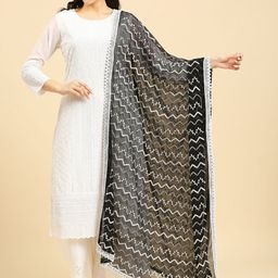 Dupatta Bazaar Geometric Embroidered Thread Work Chiffon Dupatta-picture-27