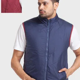 ColorPlus Plus-Size Men Red & Blue Puffer Jacket image 1
