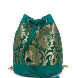 ASTRID Floral Printed Bucket Sling Bag with Cut Work image 2