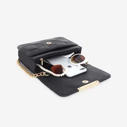 Black Spade Black Textured PU Structured Sling Bag image 4