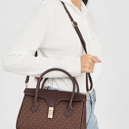 Styli Brown PU Structured Satchel image 2