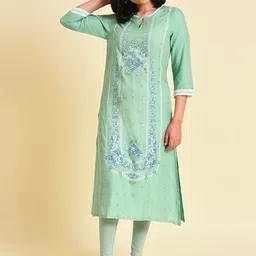 W Floral Printed Keyhole Neck Straight Kurta-picture-23