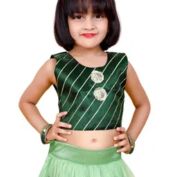 BAESD Girls Embroidered Patchwork Ready to Wear Lehenga & Blouse With Dupatta image 3