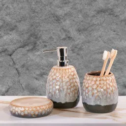 Modern Ceramic 3-Piece Bath Set Blue and Brown-image-14