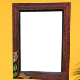 AAKRITI ART CREATIONS Brown & Green Handcrafted Wall Mirror With Wooden Frame-picture-30