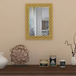 VAS collection home Textured Yellow Wooden Wall Mirrors-picture-2