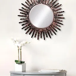 CHRONIKLE Black Textured Round Decor Wall Mirror-picture-51