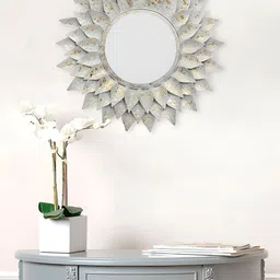 CHRONIKLE Silver Textured Round Wall Mirror-picture-17