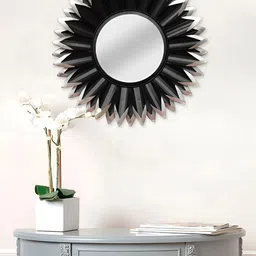 CHRONIKLE Black Textured Round Decor Wall Mirror-picture-46