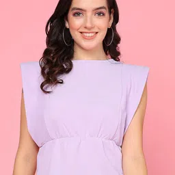 Mast & Harbour Round Neck Extended Sleeves Cinched Waist Top-picture-22