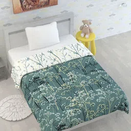 Divine Casa Green & White Floral Microfiber Mild Winter 120 GSM Single Bed Comforter-picture-38