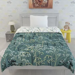 Divine Casa Green & White Floral Microfiber Mild Winter 120 GSM Single Bed Comforter image 5