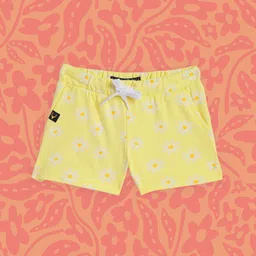 Allen Solly Junior Girls Yellow Floral Printed Pure Cotton Shorts-picture-26