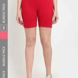 Jinfo Women Pack Of 2 Mid-Rise Above Knee Cycling Sports Shorts-image-82