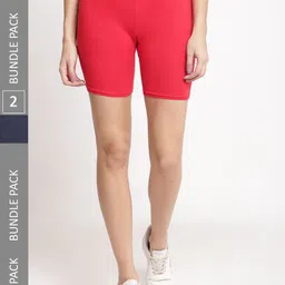 Jinfo Women Pack Of 2 Cotton Cycling Sports Shorts-image-45