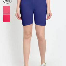 GRACIT Women Blue Pack Of 3 Cycling Sports Cotton Shorts-picture-40