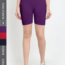 Jinfo Women Pack Of 3 Cotton Sports Shorts-picture-28