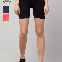 Apraa & Parma Women Navy Blue Slim Fit Cycling Sports Shorts-picture-29