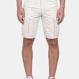 t-base Men White Printed Cotton Cargo Shorts-picture-19