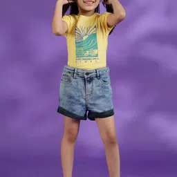 TALES & STORIES Girls Blue Denim Shorts-picture-23