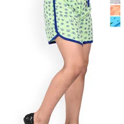 BAESD Girls Pack Of 4 Printed Cotton High-Rise Hot Pants image 1