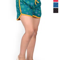 BAESD Girls Pack Of 4 Floral Printed High-Rise Cotton Hot Pants-picture-38