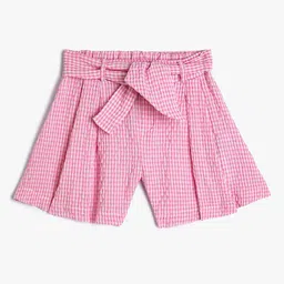 Koton Girls Checked High-Rise Shorts-picture-43