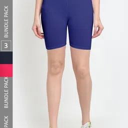 Jinfo Women Pack Of 3 Mid-Rise Cycling Biker Shorts-picture-10