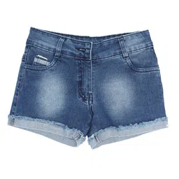 Peppermint Girls Washed Slim Fit Pure Cotton Denim Shorts-picture-29