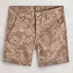 Cherry Crumble Boys Brown Floral Printed Cotton Chino Shorts-picture-56