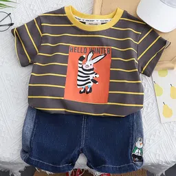 INCLUD Boys Printed Round Neck Top with Shorts image 1