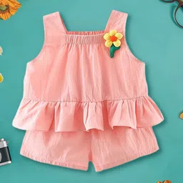 INCLUD Girls Self Design Top With Shorts-picture-31