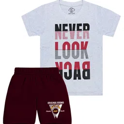 MIST N FOGG Kids Typograpgy Printed T-shirt with Shorts-picture-13