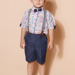 Aj DEZInES Boys Printed Shirt with Shorts Cap & Suspenders Clothing Set-picture-22