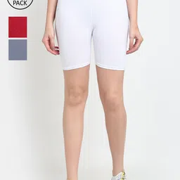 GRACIT Women Pack Of 3 Solid Cycling Sports Shorts-image-24