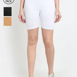 Jinfo Women Pack of 3 Solid Cycling Shorts-image-66