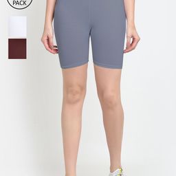 GRACIT Women White Biker Shorts-picture-14