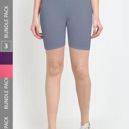 Jinfo Women Pack of 3 Cotton Sports Shorts-picture-24