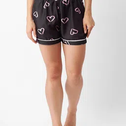 FashionRack Women Pink & Black 2 Printed Lounge Shorts image 2