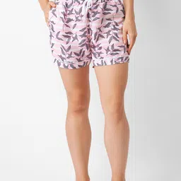 FashionRack Women Pack of 2 Grey & White  Printed Lounge Shorts image 2