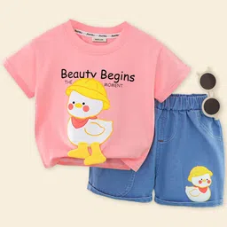 INCLUD Girls Printed T-shirt With Denim Shorts image 2