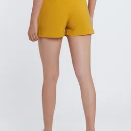 Zink London Women Yellow Slim Fit High-Rise Shorts image 3