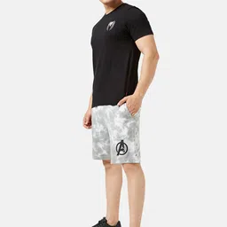 SF JEANS by Pantaloons Men Tie & Dyed Avengers Printed Sports Shorts image 4