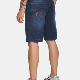 Flying Machine Mid Rise Stone Wash Denim Shorts image 4